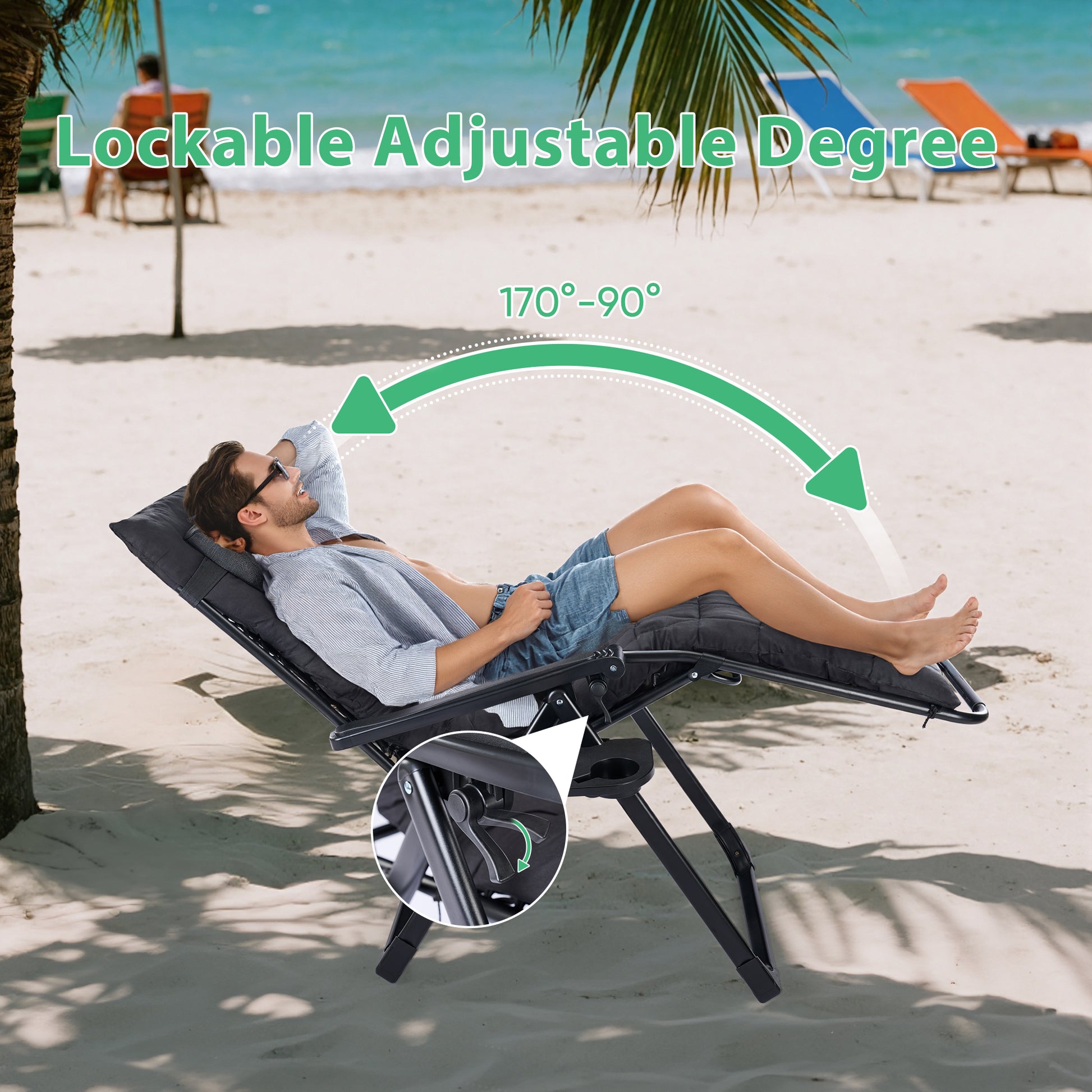 Zero Gravity Recliner Chair - Portable, Ergonomic, 440lbs Capacity