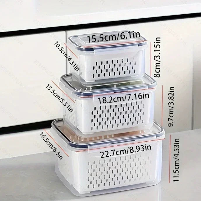 Fridge Food Storage Containers 3Pack - Keep Produce Fresh