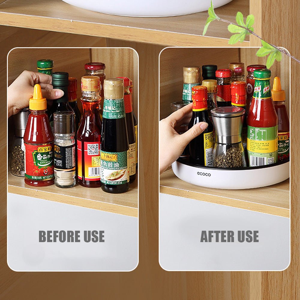 Seasoning Storage Rack 360° Rotating Tray - Anti-Slip Design