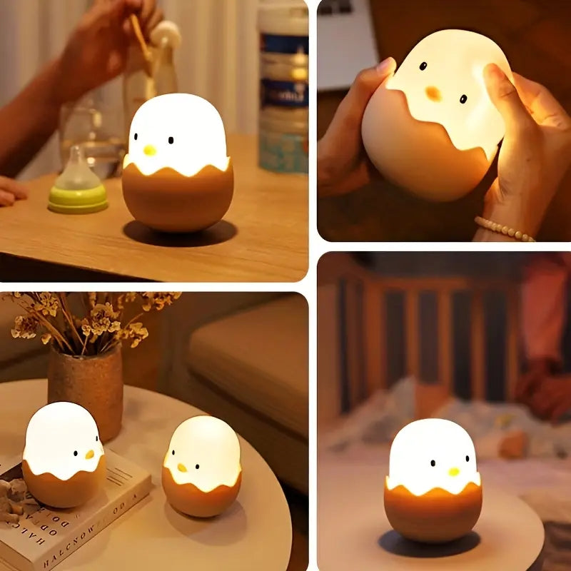 Silicone Eggshell LED Night Light - Cute Chicken Design