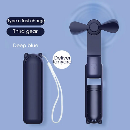USB Rechargeable 2000mAh Mini Fan: Quiet, Foldable, Handy
