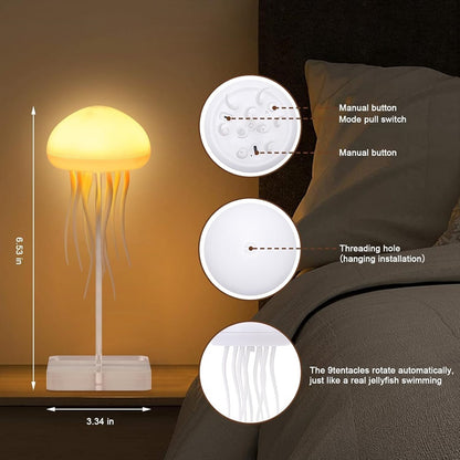 LED Jellyfish Night Light - Cartoon Design, RGB, Voice Control