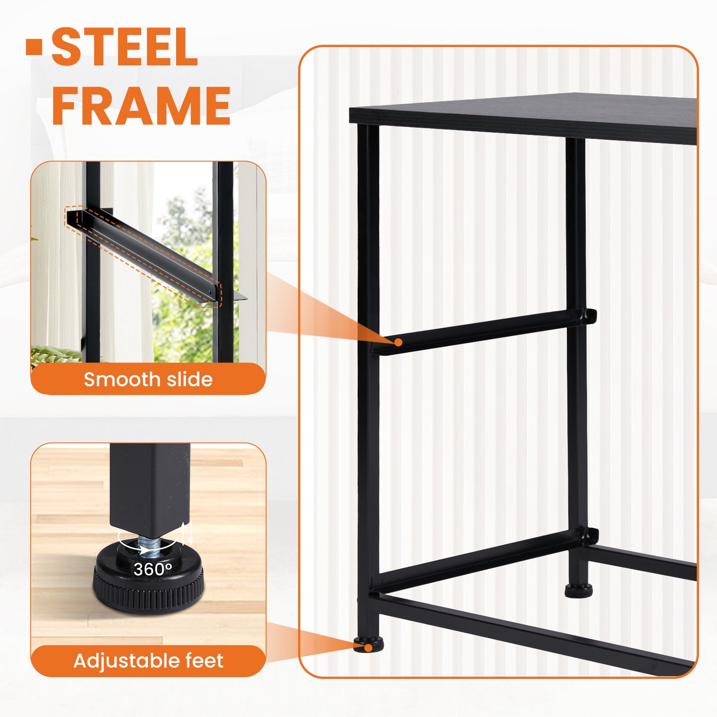 Bedroom Nightstand: Coffee Table with 2 Fabric Drawers