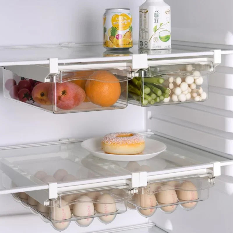 Refrigerator Drawer Storage Box - Sliding Plastic Organizer
