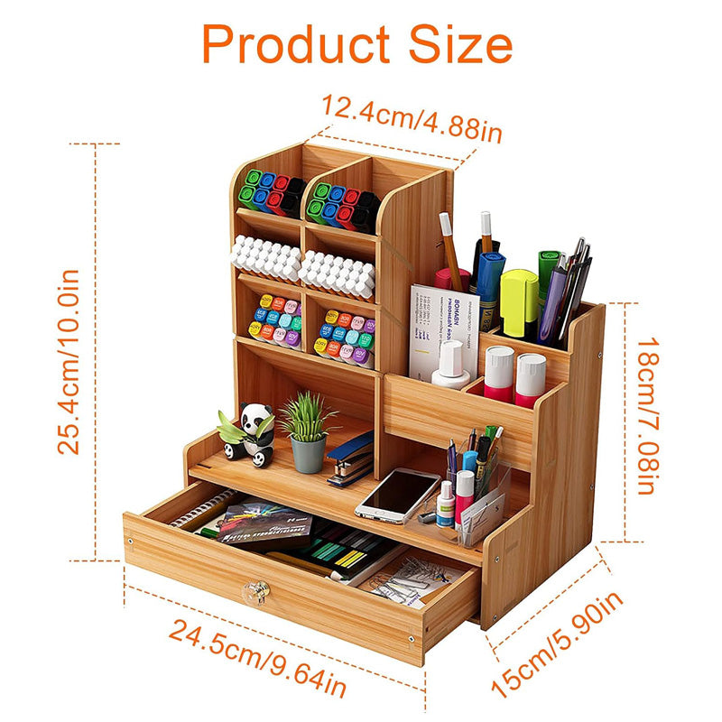 Large Capacity Wooden Desk Organizer for Home & Office