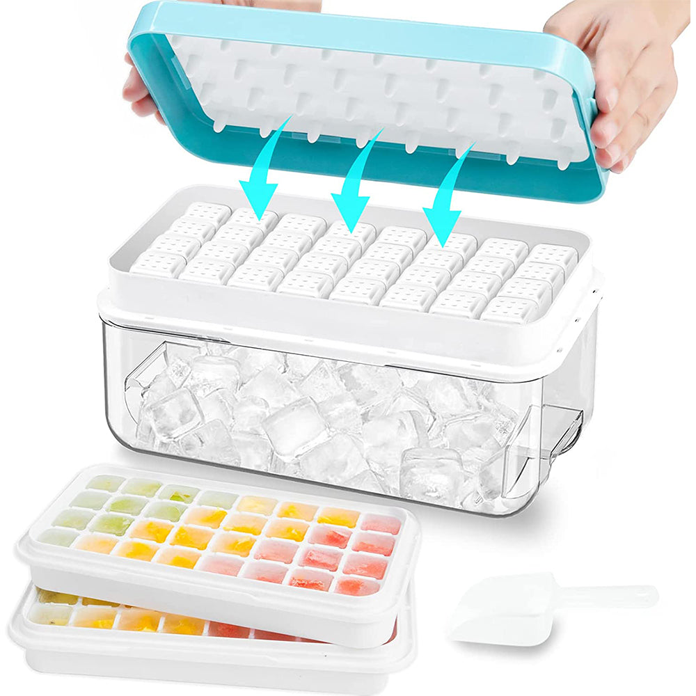 Silicone Ice Cube Tray Set - Stackable & Durable for Freezer