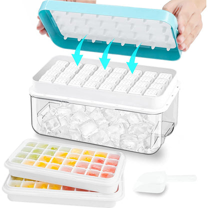 Silicone Ice Cube Tray Set - Stackable & Durable for Freezer