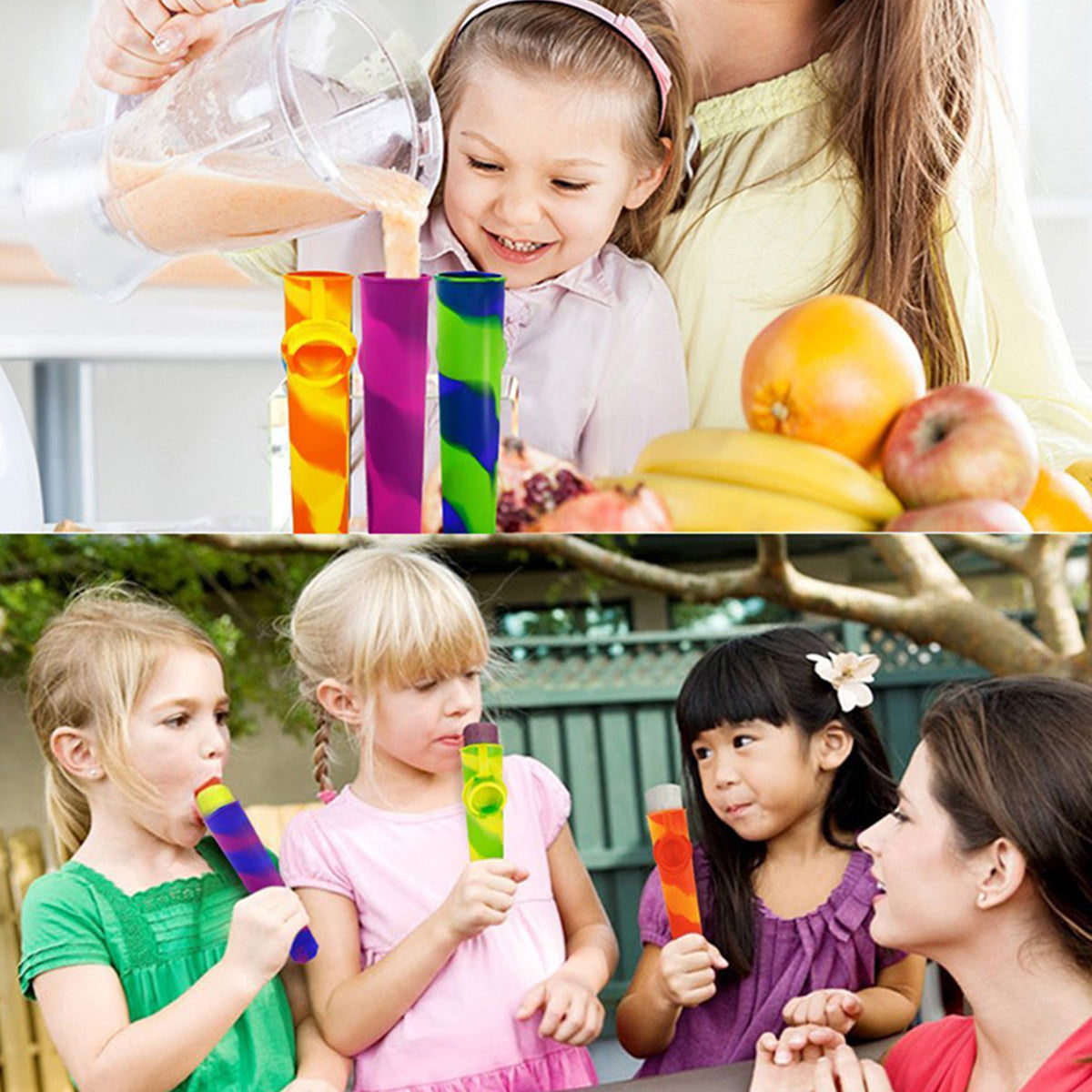 Reusable Silicone Popsicle Molds - Easy Clean & Multi-Colored
