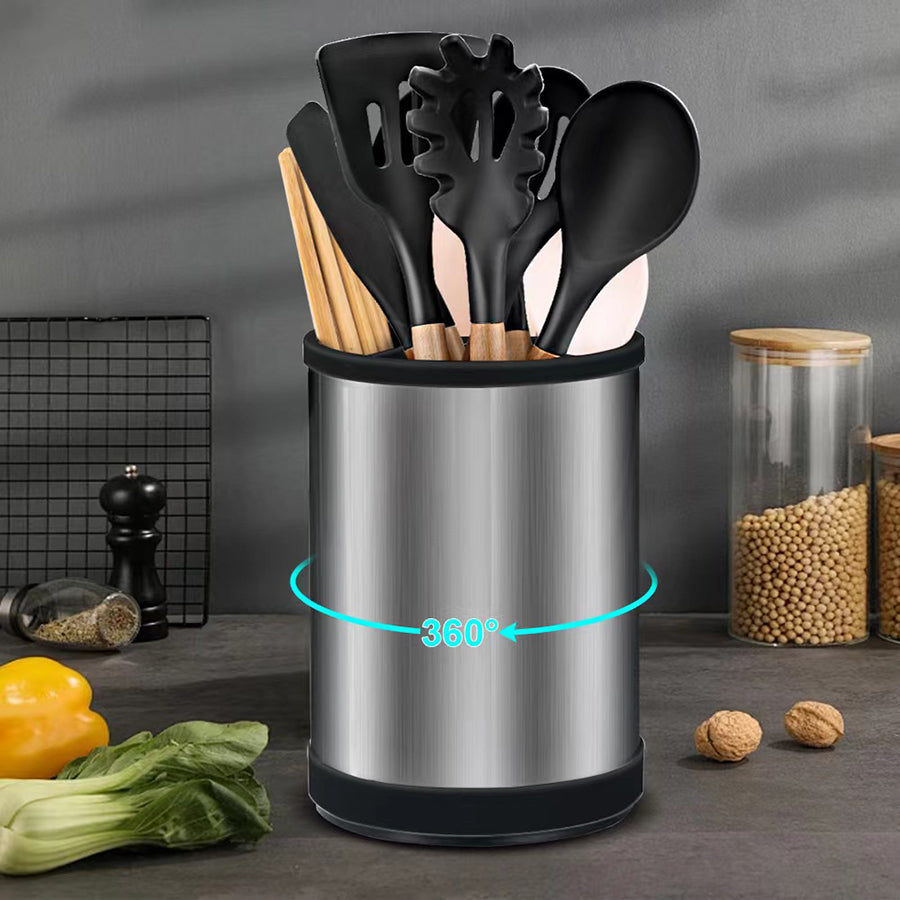Rotatable Stainless Steel Utensil Storage Rack
