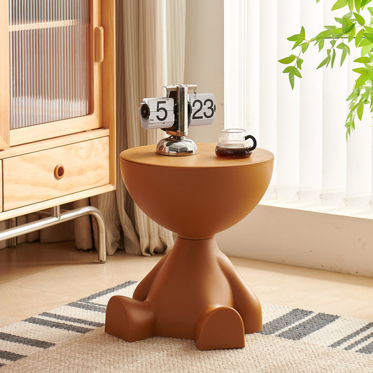 Round Cream Coffee Table - Stylish Sofa Side Table