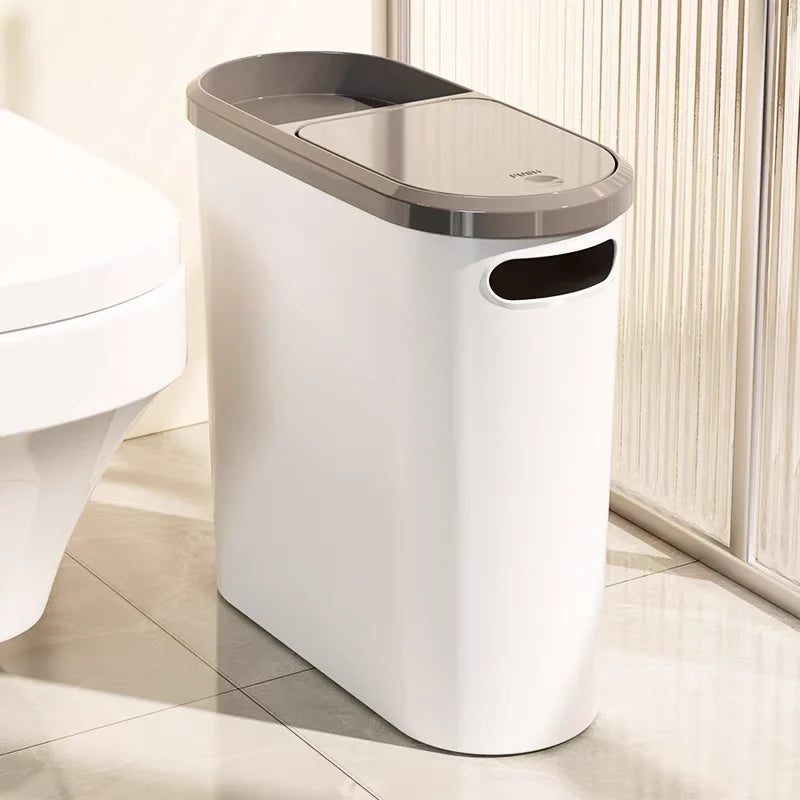 Large Bathroom Trash Can - Covered Press Type, Modern Style