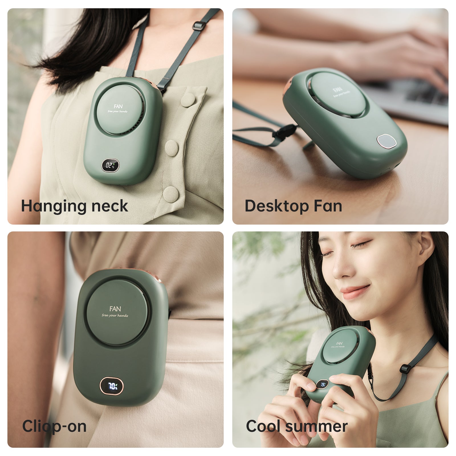  Portable Neck Fan - USB Rechargeable Bladeless Cooling