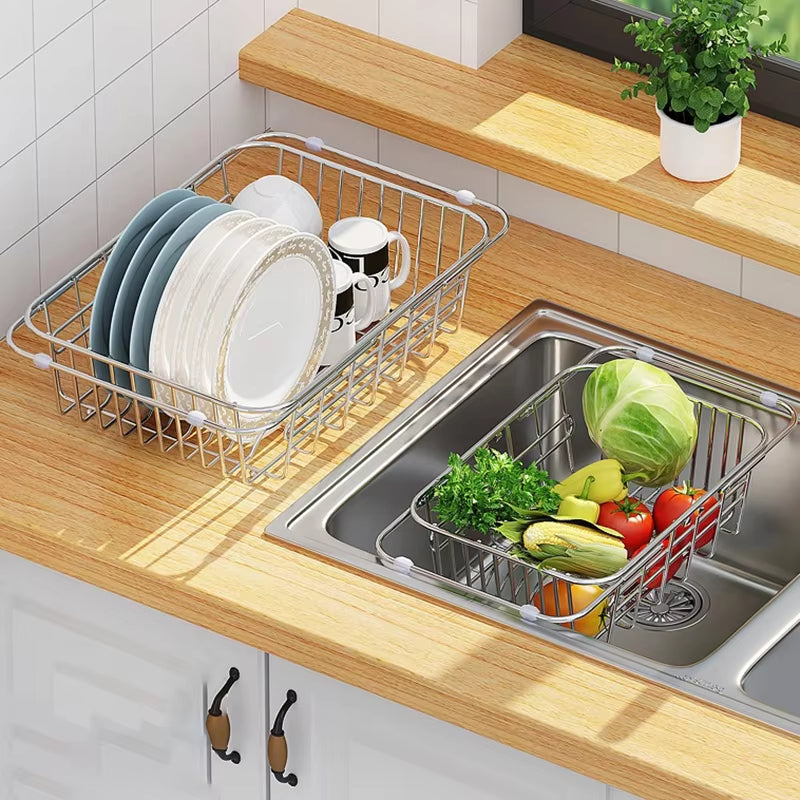 Adjustable Stainless Steel Sink Rack - Expandable & Durable