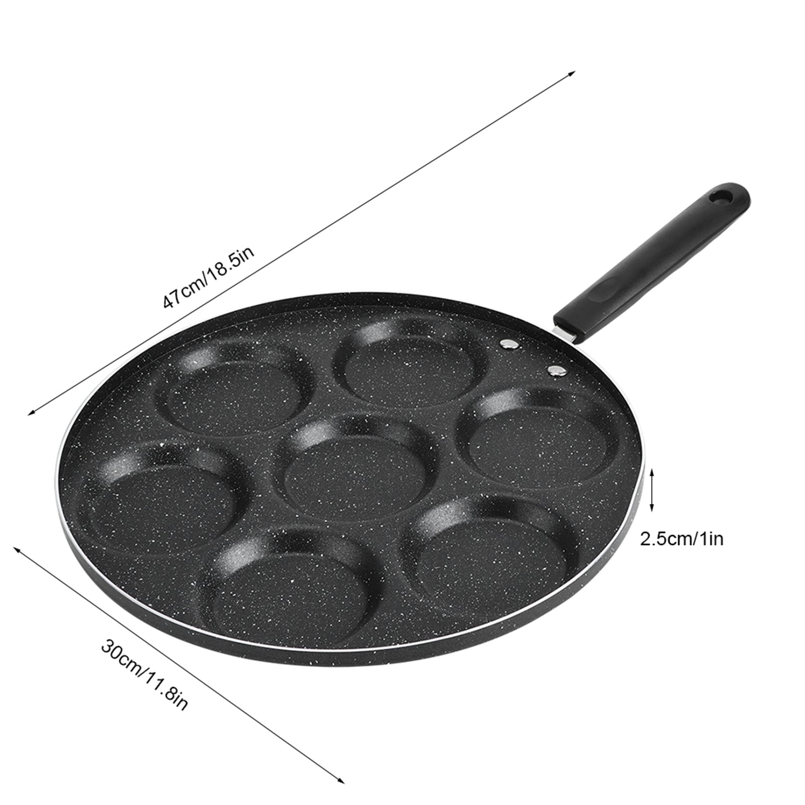 Non-Stick 7-Hole Frying Pan - Cook Eggs & Burgers Easily