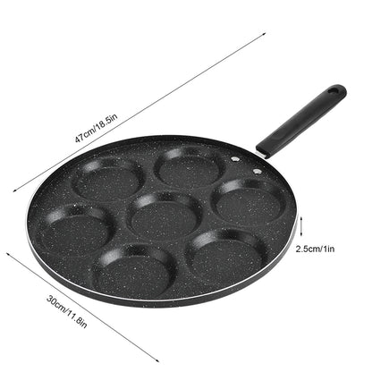 Non-Stick 7-Hole Frying Pan - Cook Eggs & Burgers Easily