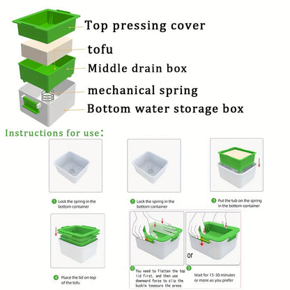 Tofu Press Mould - Safe PP Material, Dishwasher Safe, Easy Clean