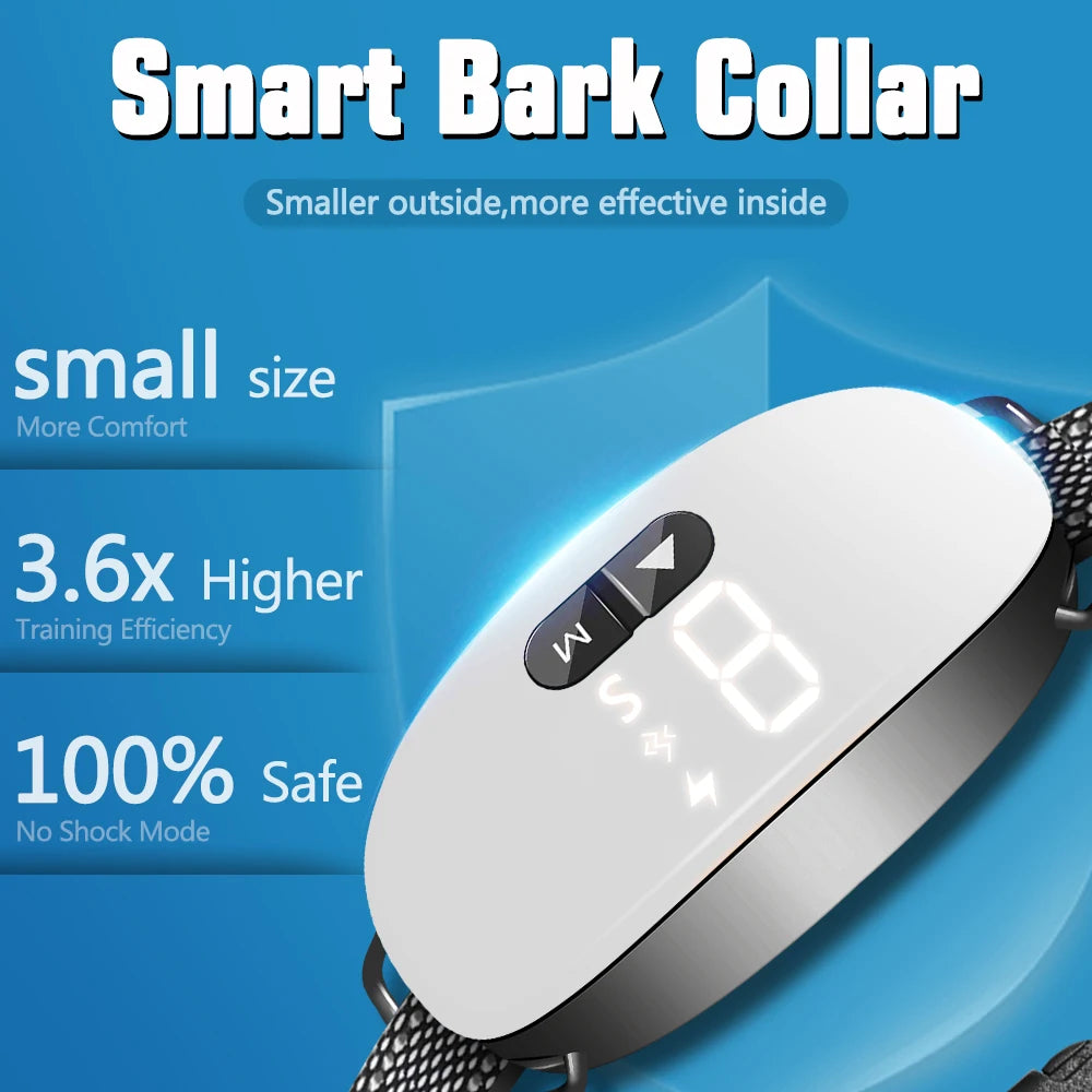 Smart No-Shock Anti-Bark Dog Collar – Rechargeable Bark Control with Beep & Vibration