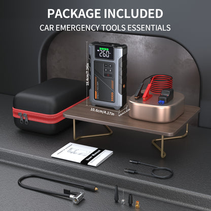 Portable Car Jump Starter 3000A with Air Compressor & LED