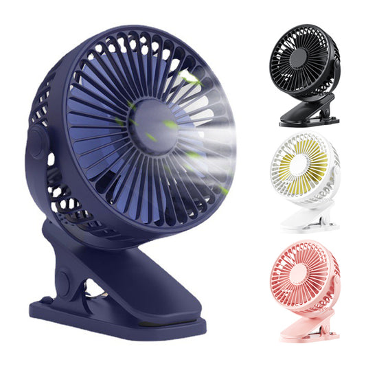 Mini USB Clip Fan - Portable, Quiet, Rechargeable Cooling