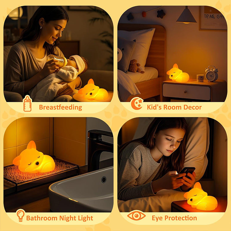Fox Night Light - Squishy Silicone Lamp for Kids & Adults