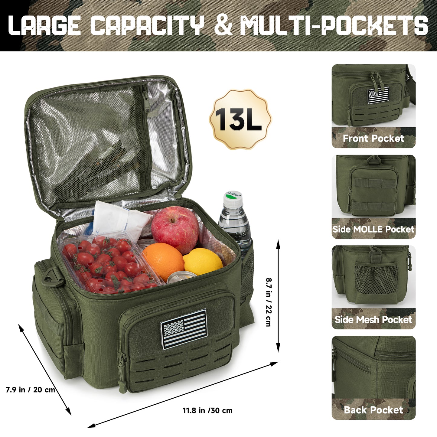 Men's Tactical Lunch Bag - Durable, Outdoor, Thermal Cooler