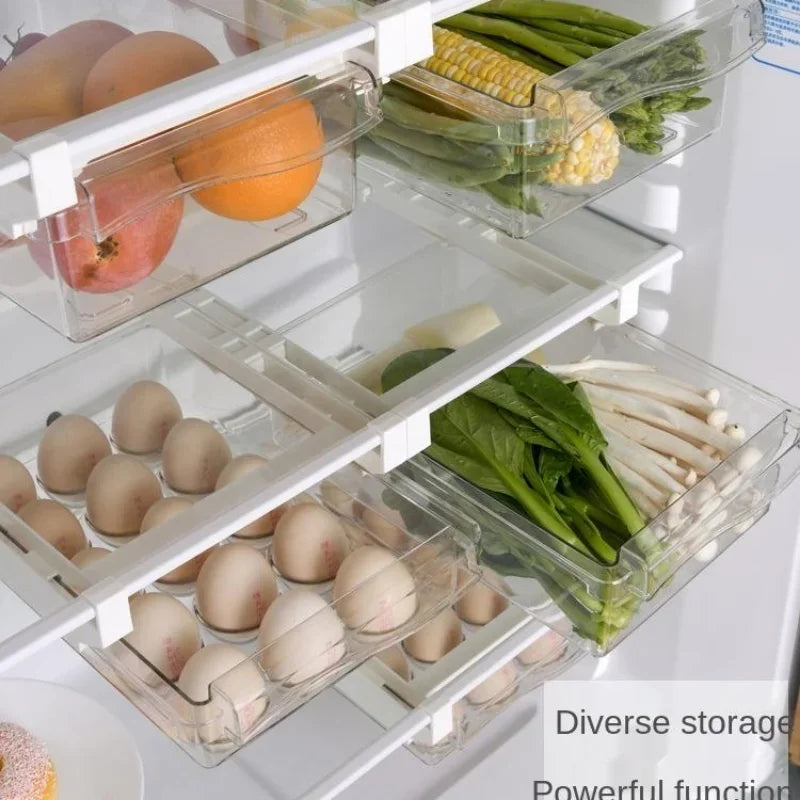 Refrigerator Drawer Storage Box - Sliding Plastic Organizer