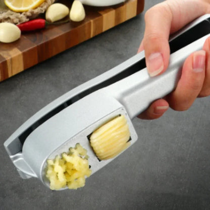 Garlic Press & Slicer: Zinc Alloy Kitchen Gadget