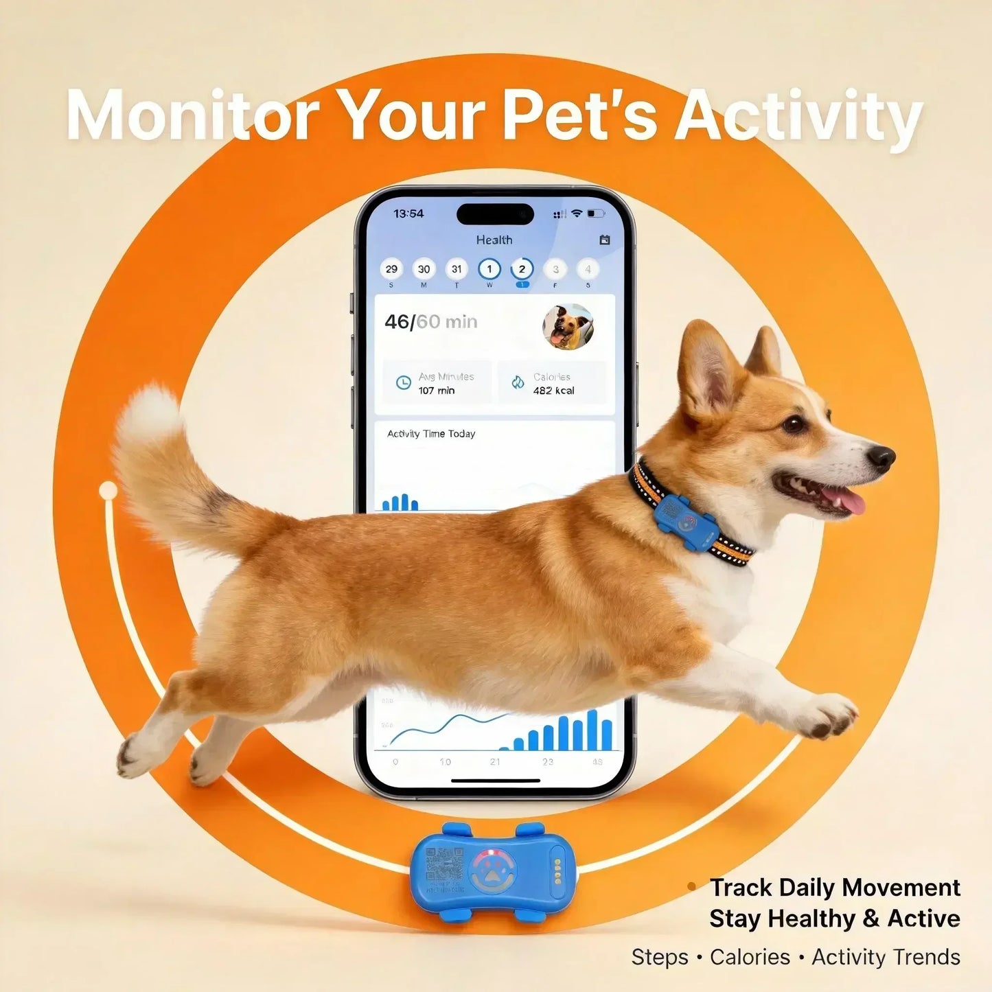 GPS pet tracker collar size and features