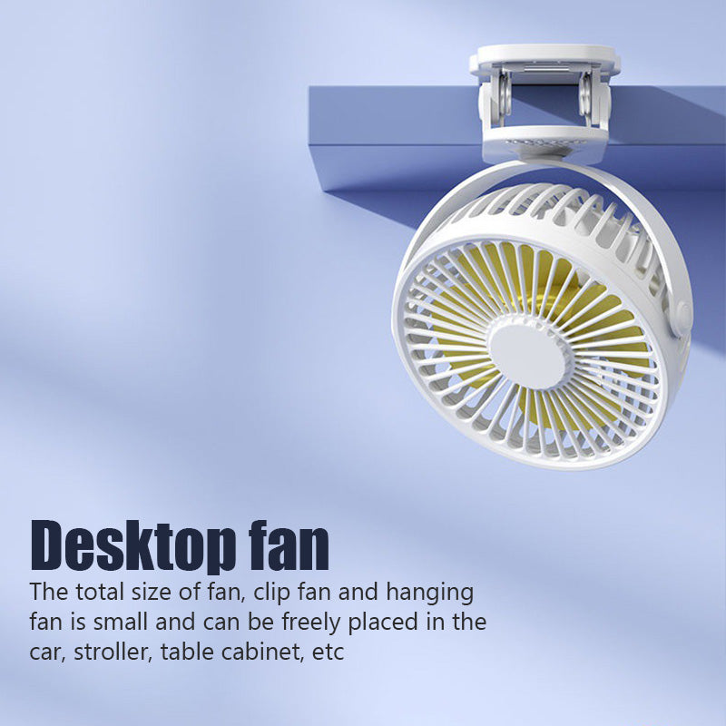 Mini USB Clip Fan - Portable, Quiet, Rechargeable Cooling