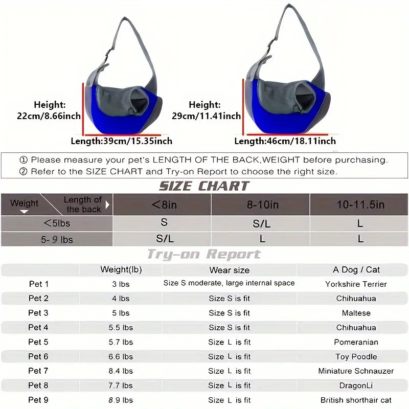 Breathable Pet Sling Carrier for Small Dogs