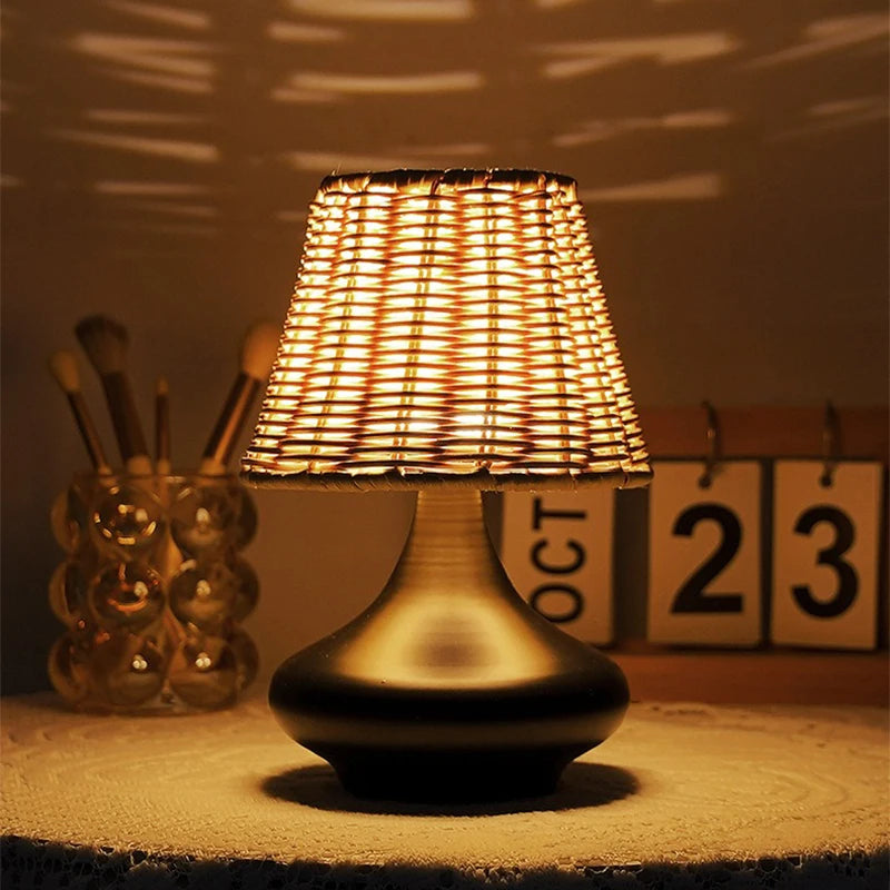 Dimmable LED Night Light USB Bamboo Shade for Bedroom
