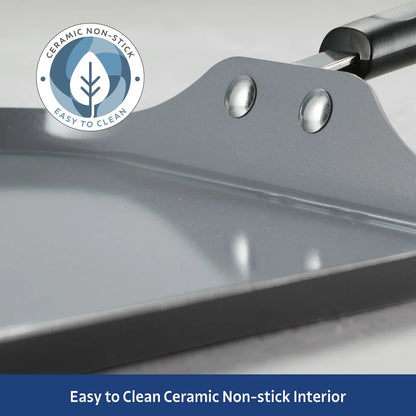 Nonstick Square Griddle - Dishwasher Safe, Stay-Cool Handle