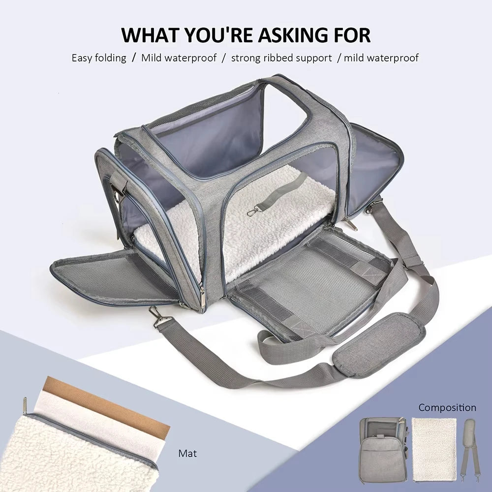 Breathable Pet Travel Carrier – Airline-Friendly Carrier for Cats and Small Dogs