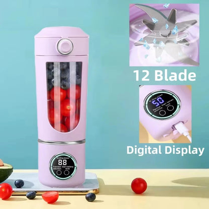 Portable Juice Maker Blender - 700ML, 12-Blades, Fast Mixing