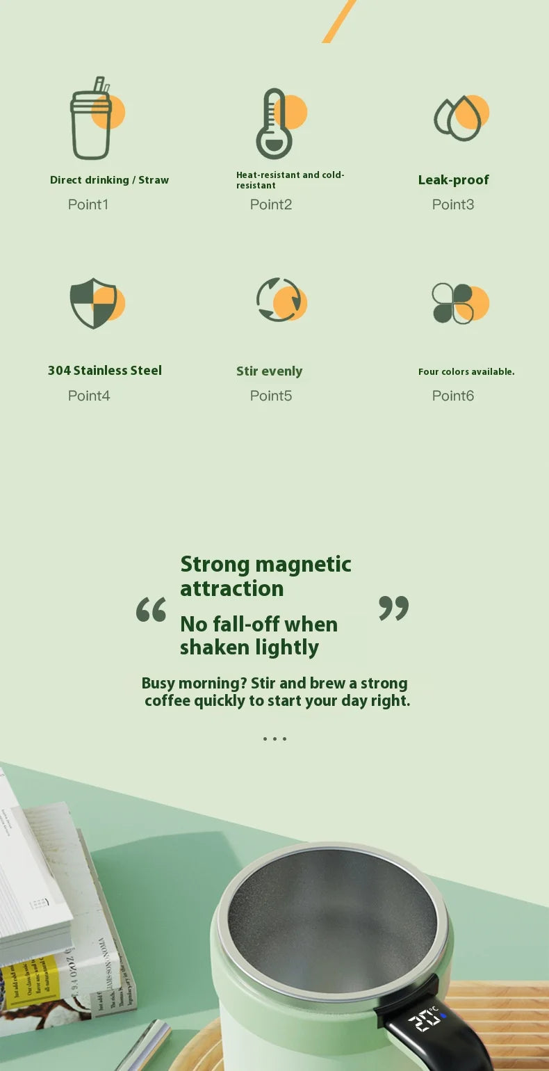 Automatic Mixing Mug - Self Stirring -Temperature Measure, BPA-Free