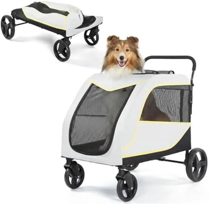 Large Dog Stroller – 4-Wheel Foldable Pet Stroller for Large & Multiple Dogs, 176 lb Capacity
