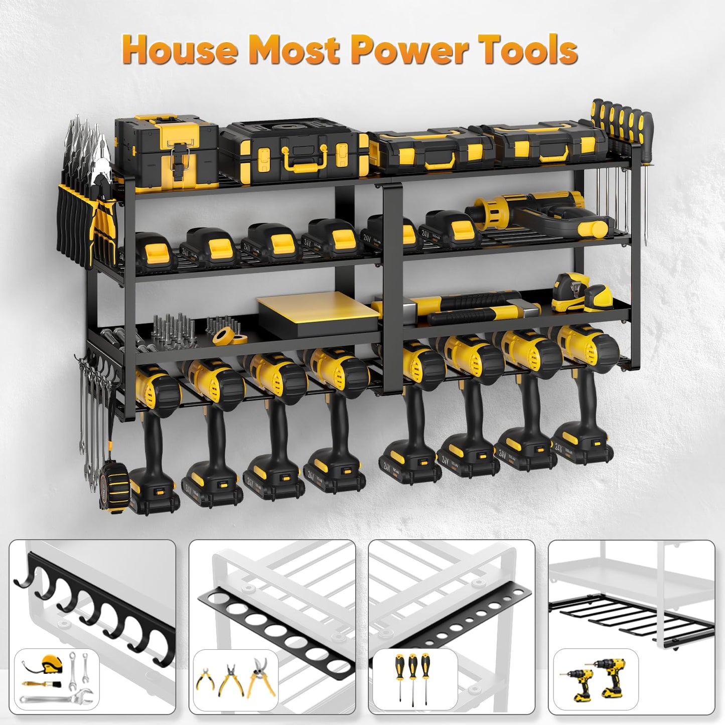 Power Tool Organizer Wall Mount - Heavy Duty Drill Holder