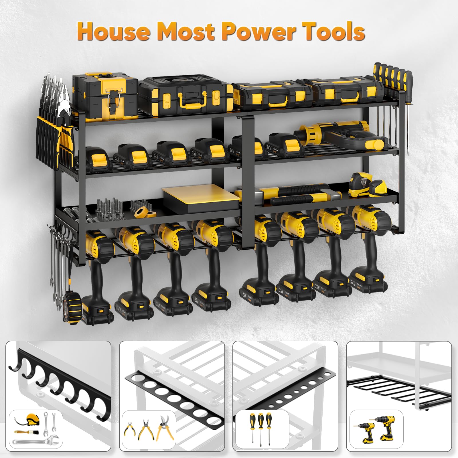 Power Tool Organizer Wall Mount - Heavy Duty Drill Holder