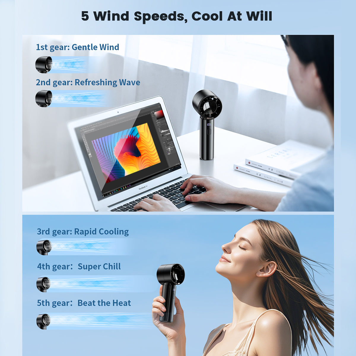 Portable Turbo Fan 4000mAh - High-Speed Cooling Anywhere
