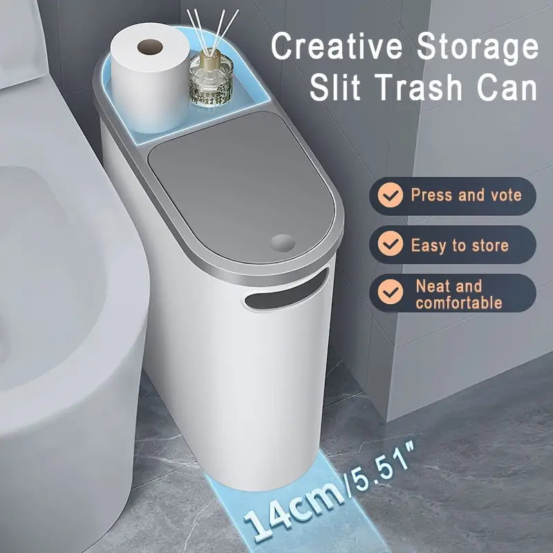 Large Bathroom Trash Can - Covered Press Type, Modern Style