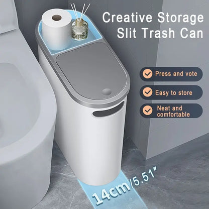 Large Bathroom Trash Can - Covered Press Type, Modern Style