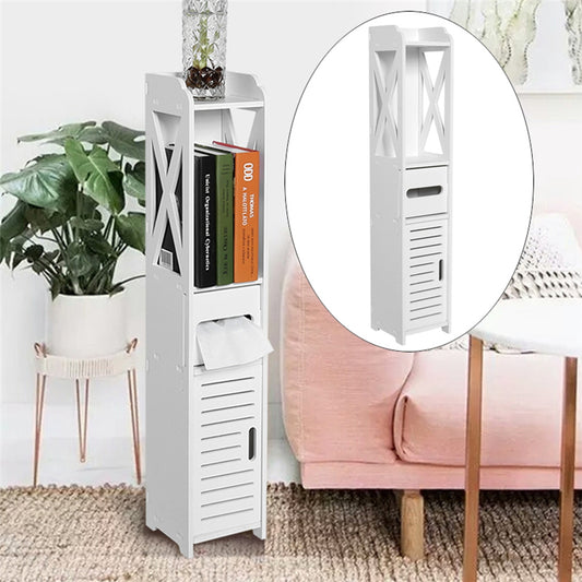 Bathroom Cabinet 80x15.5CM White Wood Storage Shelf
