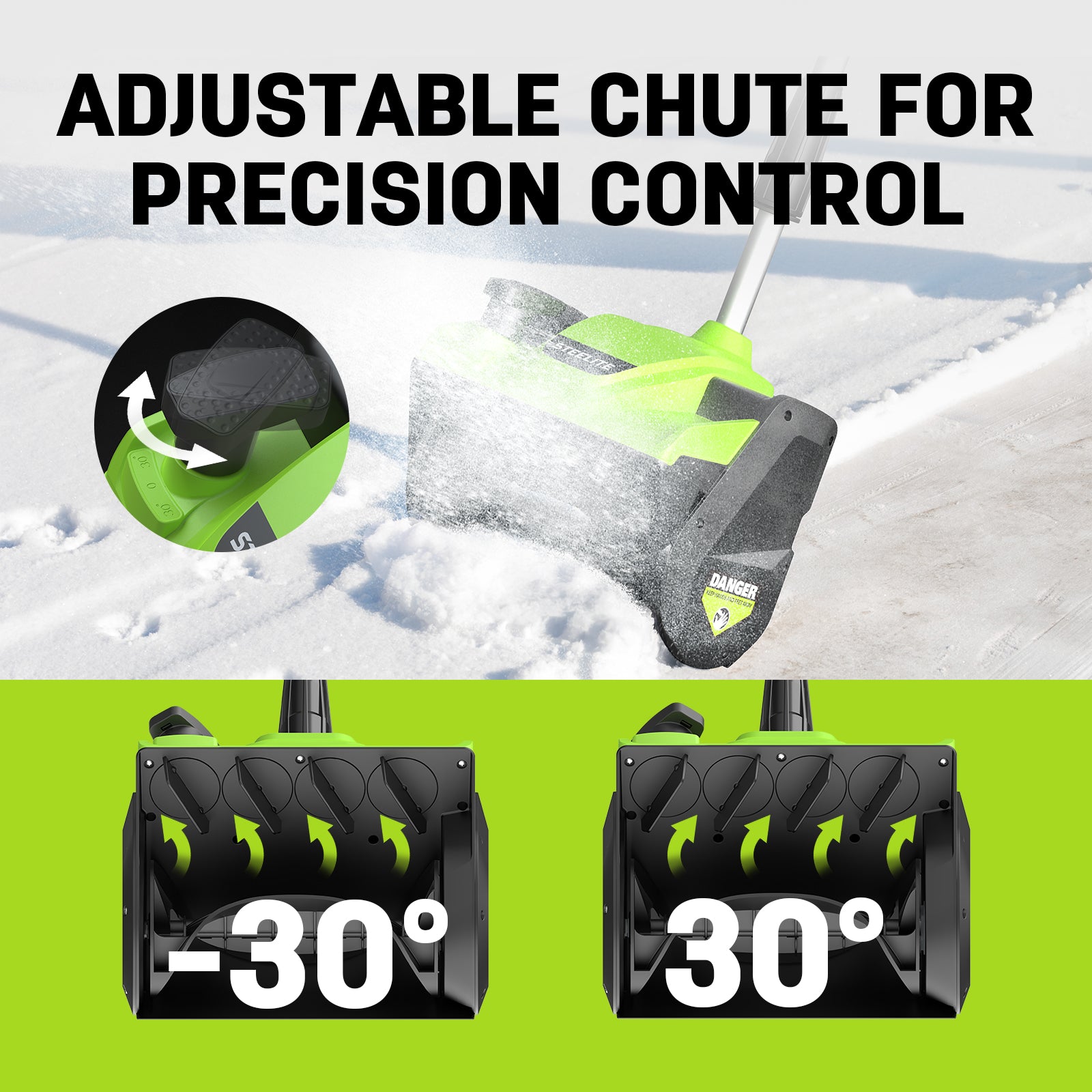 Cordless Snow Shovel 21V - 12-Inch Width, 4.0Ah Battery