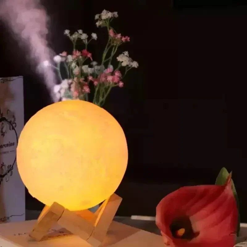 Full Moon 3D Lamp: Ultrasonic Humidifier & Aroma Diffuser