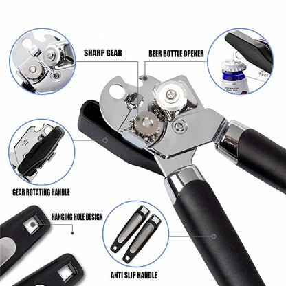 Stainless Steel Can Opener - Smooth Edge, Magnet Lift