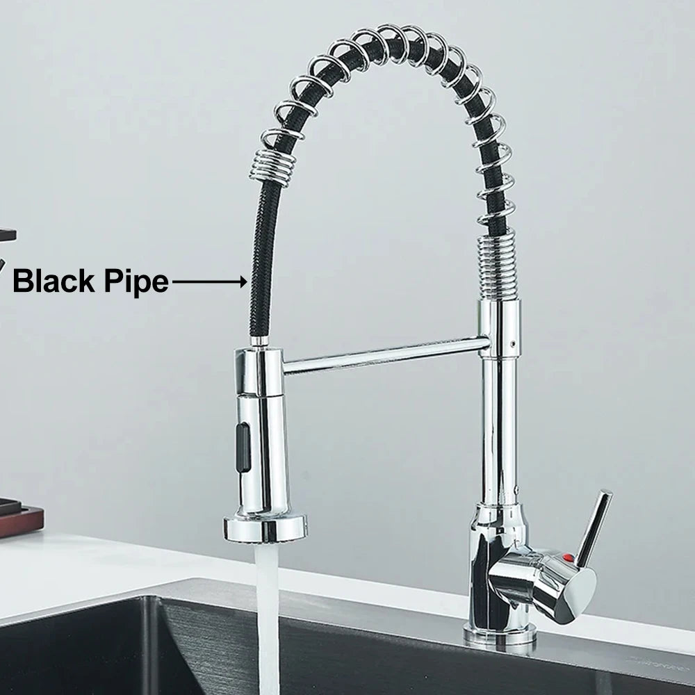Matte Black Kitchen Faucet - Single Handle, Hot & Cold Tap