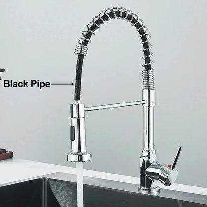 Matte Black Kitchen Faucet - Single Handle, Hot & Cold Tap