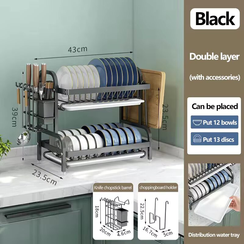 Dish Drying Rack 2-Tier Rust-Proof Compact Kitchen Organizer