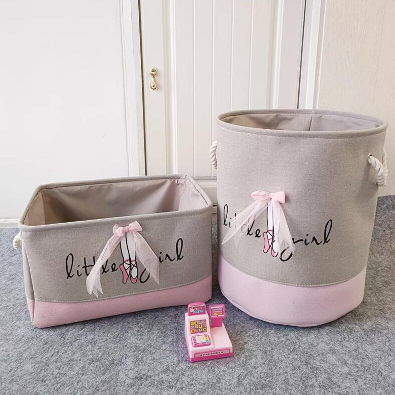 Pink Canvas Storage Basket - Girls Toys & Clothes Organizer