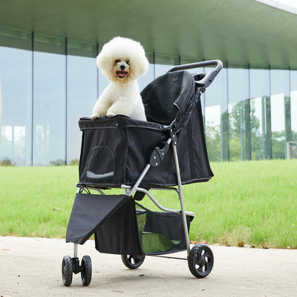 3-Wheel Foldable Pet Stroller for small dogs and cats